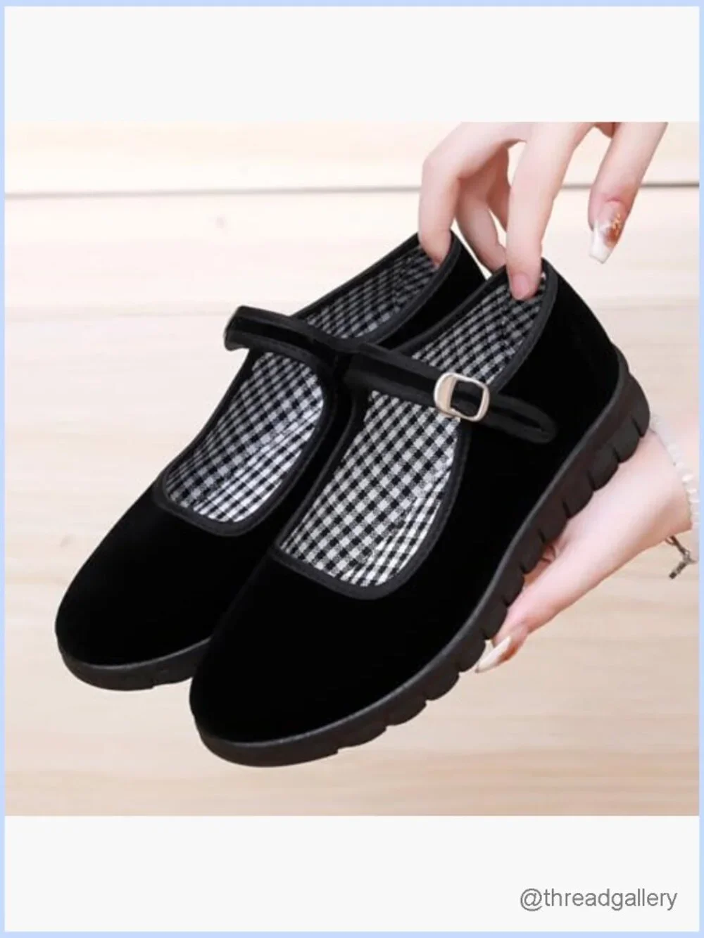 Women Ballet Flats Adjustable Strap Soft Velvet Shoes